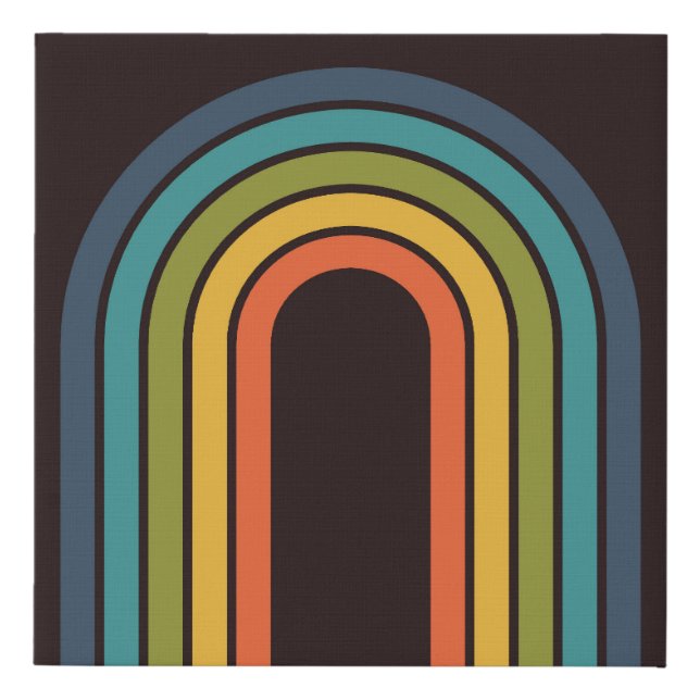 70s Orange Brown Teal Pattern Custom Kitchen Faux Canvas Print (Front)