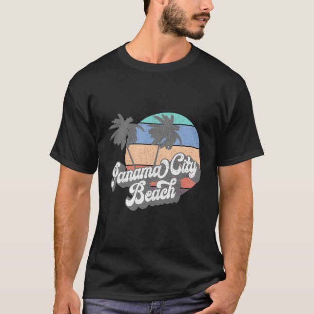 70'S Panama City Beach Florida Surfing T-Shirt (Front)