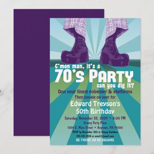 70s Party Invitation 1970s Disco Birthday