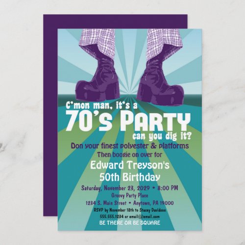 70s Party Invitation 1970s Disco Birthday