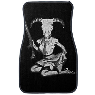 70's pin-up skull car floor mat