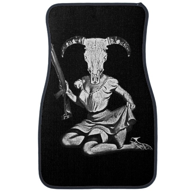 70's pin-up skull car floor mat (Front)