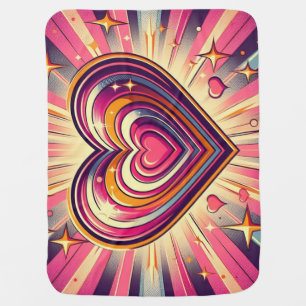 70s pop art heart/Valentines Baby Blanket