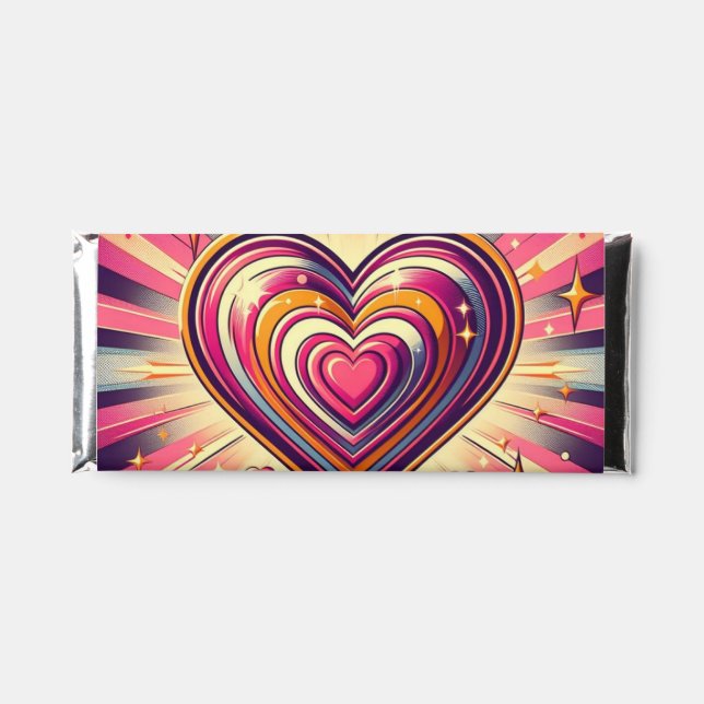 70s pop art heart/Valentine's  Hershey Bar Favors (Front)