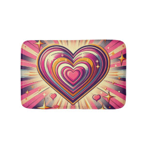 70s pop art heart/Valentine's Mug Bath Mat