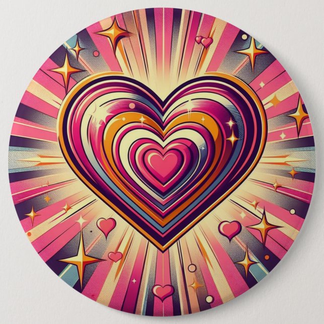 70s pop art heart/Valentine's  Mug Button (Front)