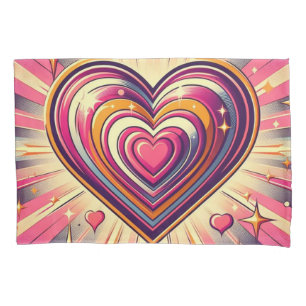 70s pop art heart/Valentine's Mug Pillow Case