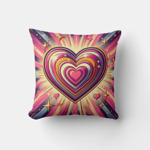 70s pop art heart/Valentine's Mug Throw Pillow