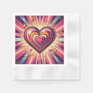 70s pop art heart/Valentines Napkins