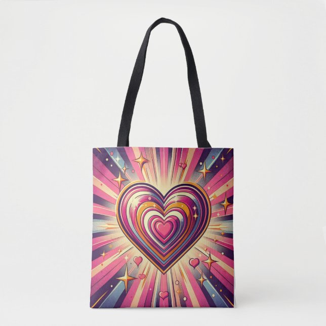 70s pop art heart/Valentines  Tote Bag (Front)
