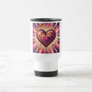 70s pop art heart/Valentines Travel Mug