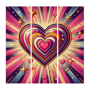 70s pop art heart/Valentine's triptych