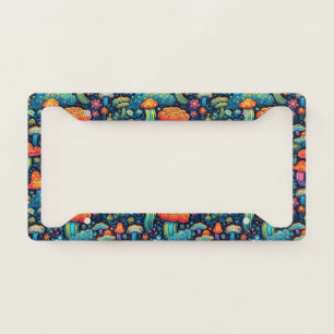 70's Psychadelic Groovy Mushrooms License Frame