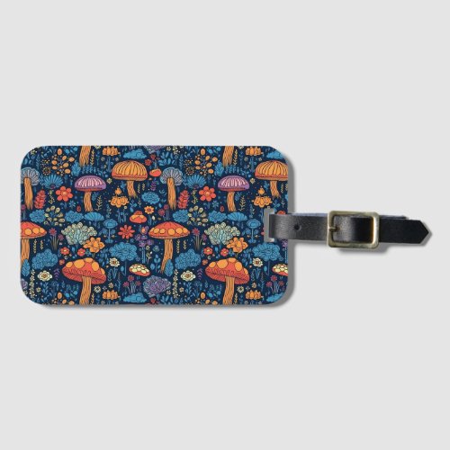 70s Psychadelic Groovy Mushrooms Luggage Tag