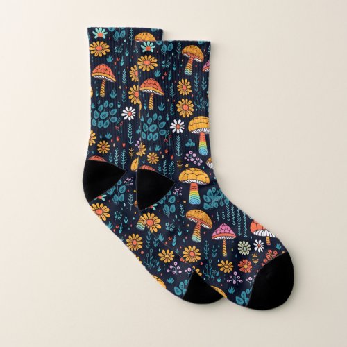 70s Psychadelic Groovy Mushrooms Socks