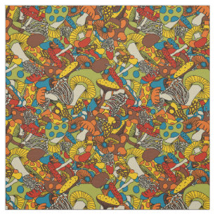 70s psychedelic mushroom fabric