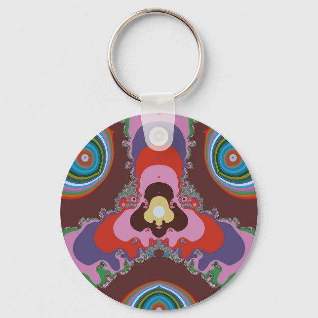 70s Psychedelic Pattern Retro Art Keychain (Front)