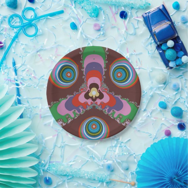70s Psychedelic Pattern Retro Art Paper Plates (Party)