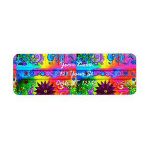 70's psychedelic style return address labels