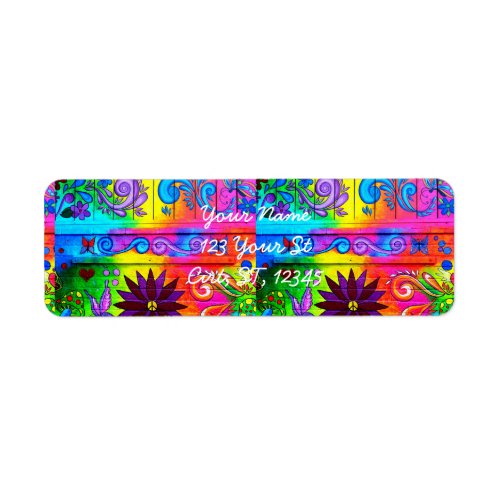 70s psychedelic style return address labels