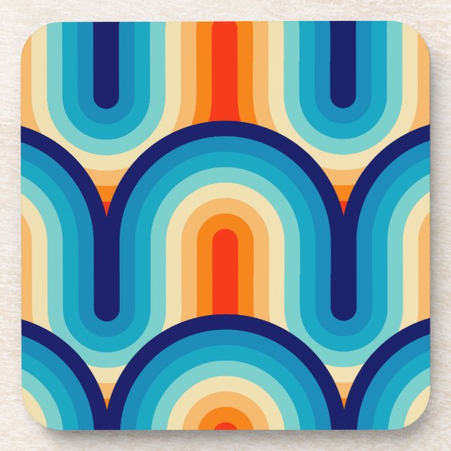 70s Rainbow Curves Beverage Coaster (Front)