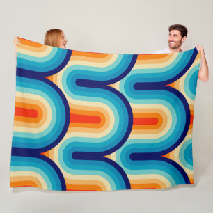 70s Rainbow Curves Fleece Blanket