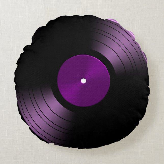 70s Record album Vinyl Round Pillow (Front)