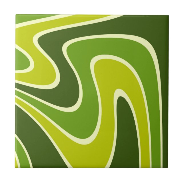 70s Retro Abstract Lava Design Ceramic Tile (Front)