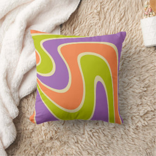 70s Retro Abstract Lava Design Throw Pillow