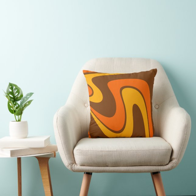 70s Retro Abstract Lava Design Throw Pillow (Chair)