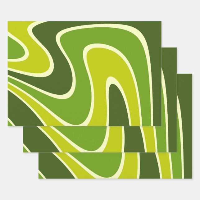 70s Retro Abstract Lava Design Wrapping Paper Sheets (Set)