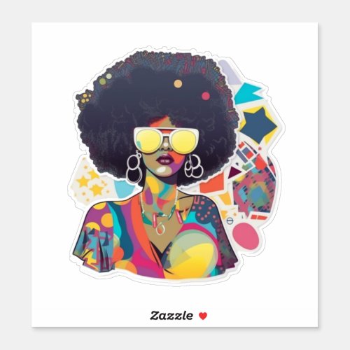 70s Retro Afro Queen _ Create Your Own Sticker