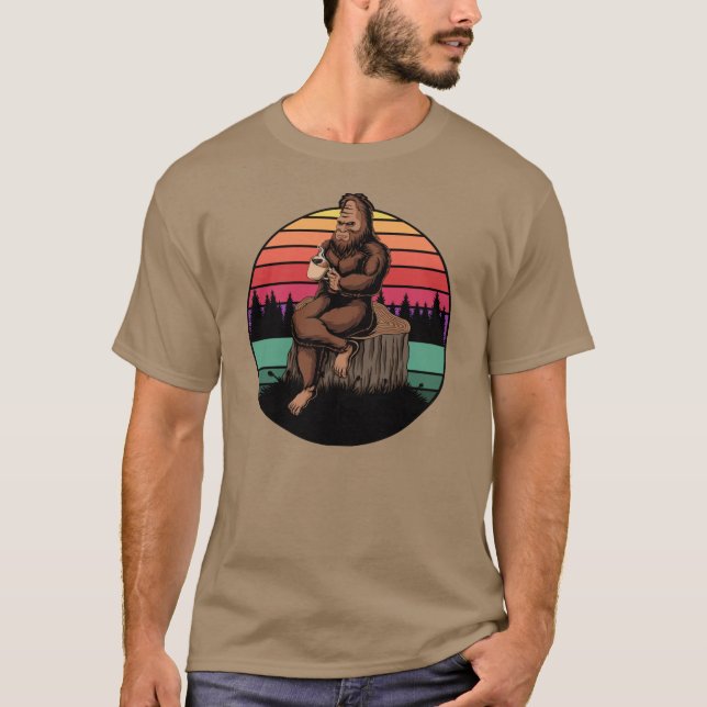 70s Retro Bigfoot & Coffee T-Shirt (Front)