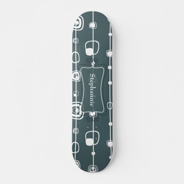 70's Retro Blue Square Comp Skateboard Deck (Front)