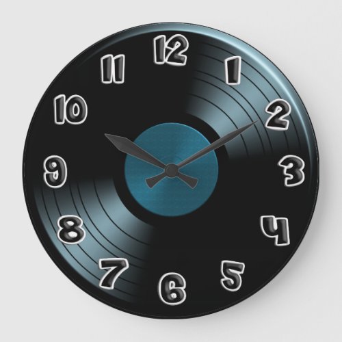 70s Retro Blue Vinyl Record Large Clock