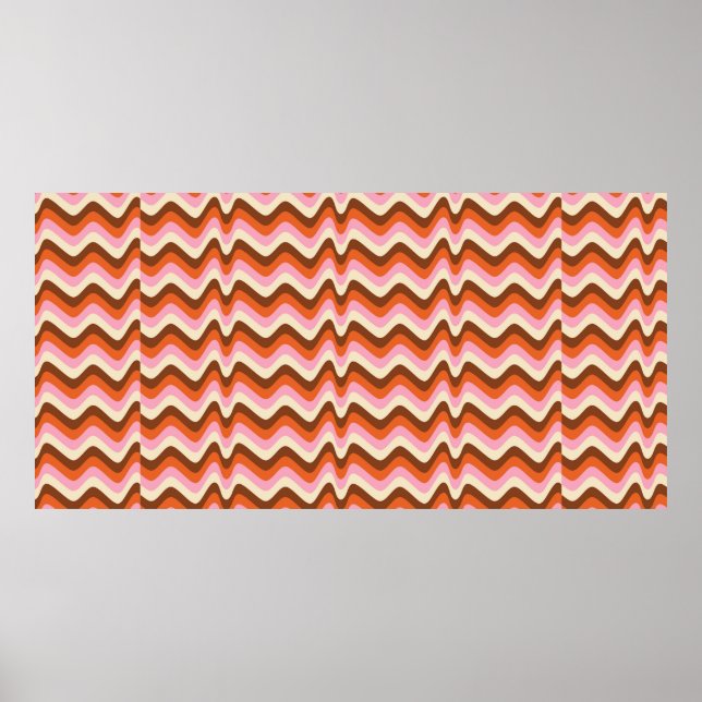 70s retro brown and pink wave pattern  poster (Front)