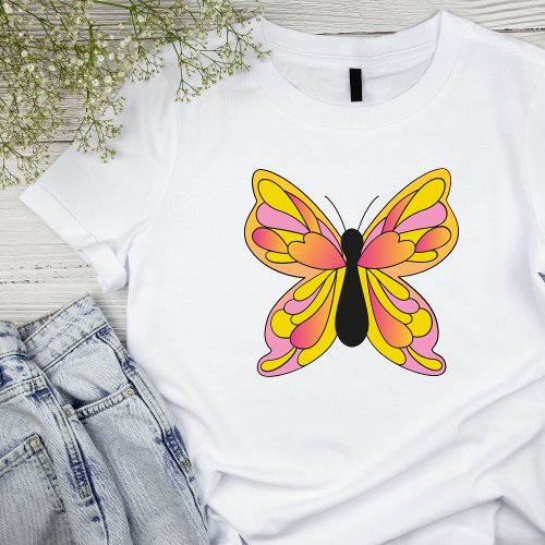 70s Retro Butterfly Womens Basic T_shirt