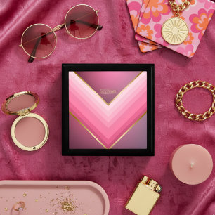 70s Retro Chic Pink And Gold Personalized Gift Box