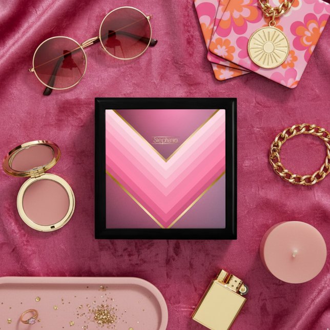 70s Retro Chic Pink And Gold Personalized Gift Box (Creator Uploaded)