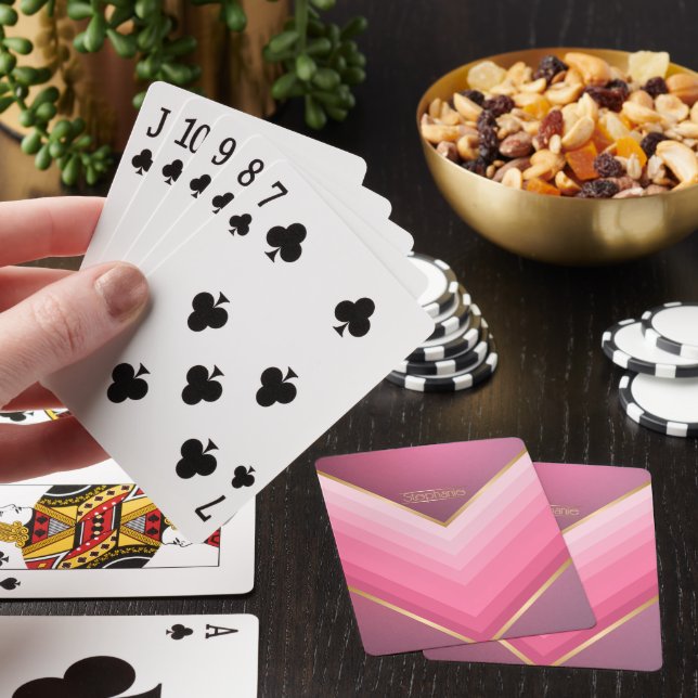 70s Retro Chic Pink And Gold Personalized Poker Cards (In Situ)