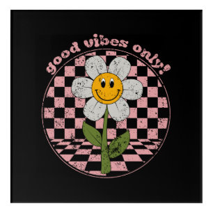 70's Retro Daisy   Good Vibes Only Acrylic Print