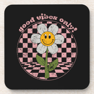 70's Retro Daisy Good Vibes Only Beverage Coaster