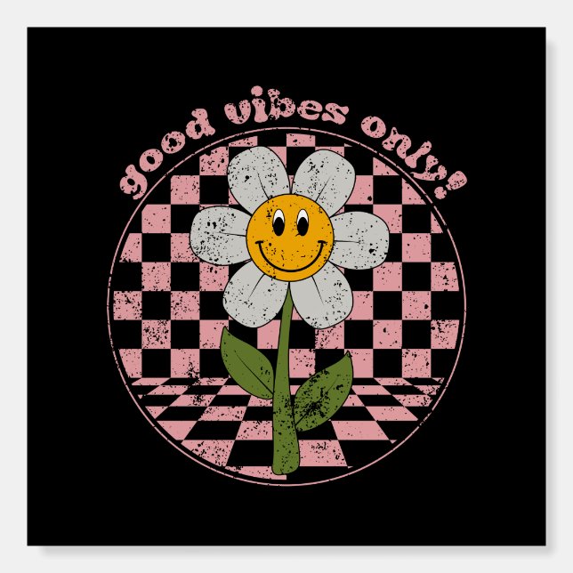 70's Retro Daisy | Good Vibes Only Foam Board (Front)