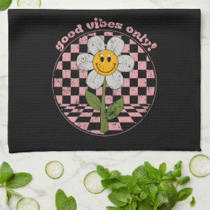 70's Retro Daisy Good Vibes Only Kitchen Towel