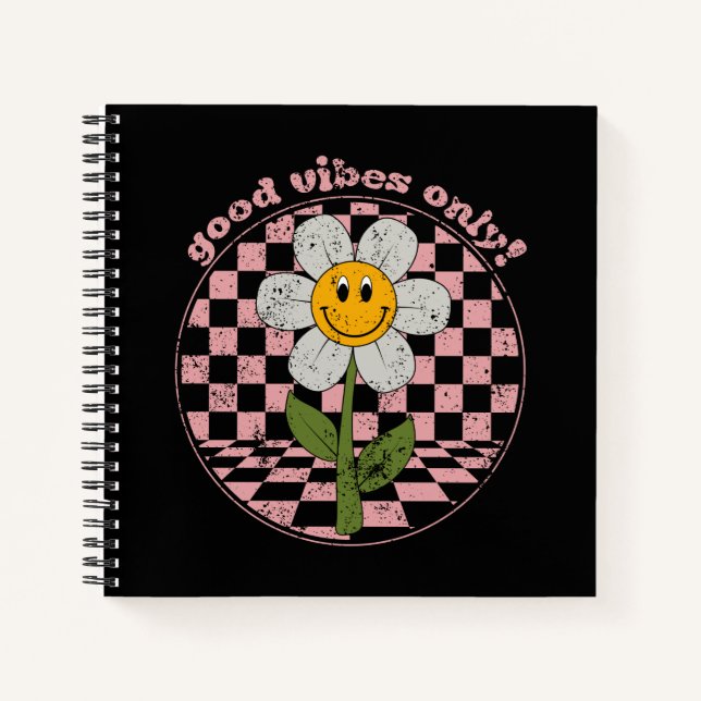 70's Retro Daisy | Good Vibes Only Notebook (Front)