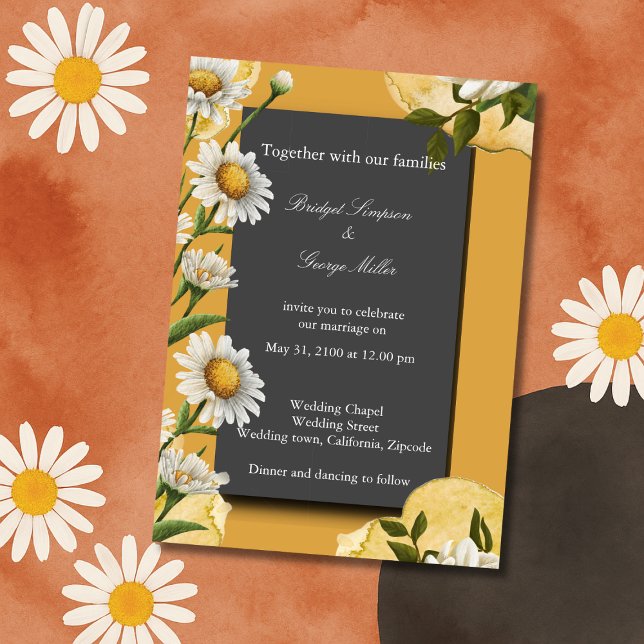 70s Retro Daisy Wedding - burnt orange terracotta Invitation (Creator Uploaded)