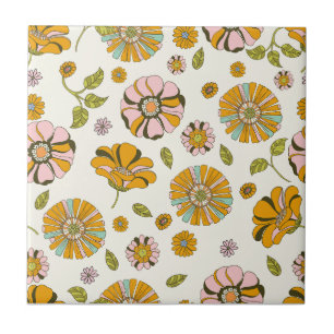 70's Retro Floral Pattern Ceramic Tile