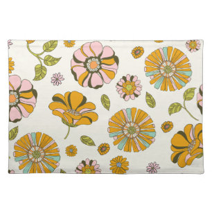 70's Retro Floral Pattern Cloth Placemat