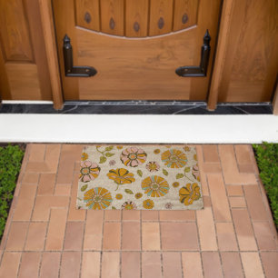 70's Retro Floral Pattern Fiber Doormat