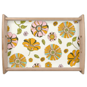 70's Retro Floral Pattern Serving Tray